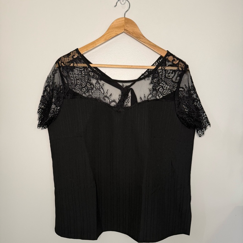 Black Blouse with Lace Detail - Picture 3 of 9